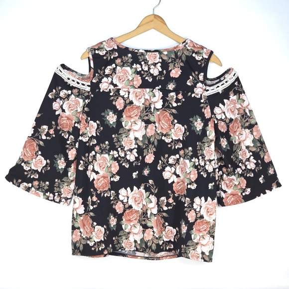 French Laundry Floral Cold Shoulder Top Women's 3X Lace Cottagecore Fairy Whimsy - Picture 3 of 15